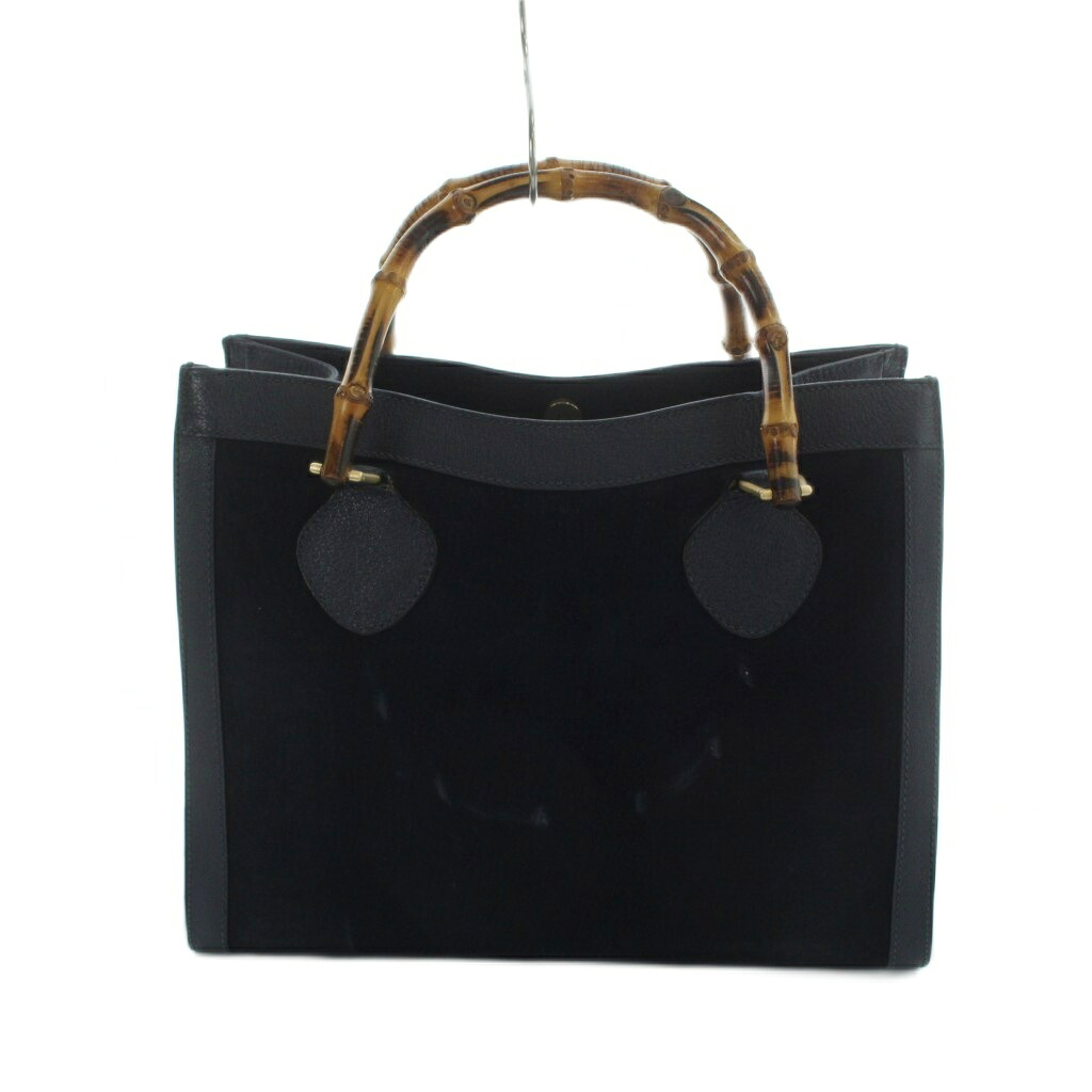 【中古】グッチ GUCCI 002 1186 0260 バンブー ハンドバッグ トート スエード ロゴ 紺 ネイビー ■GY11 /MQ ■OH レディース 【ベクトル 古着】 260611|ブランド古着ベクトルプレミアム店