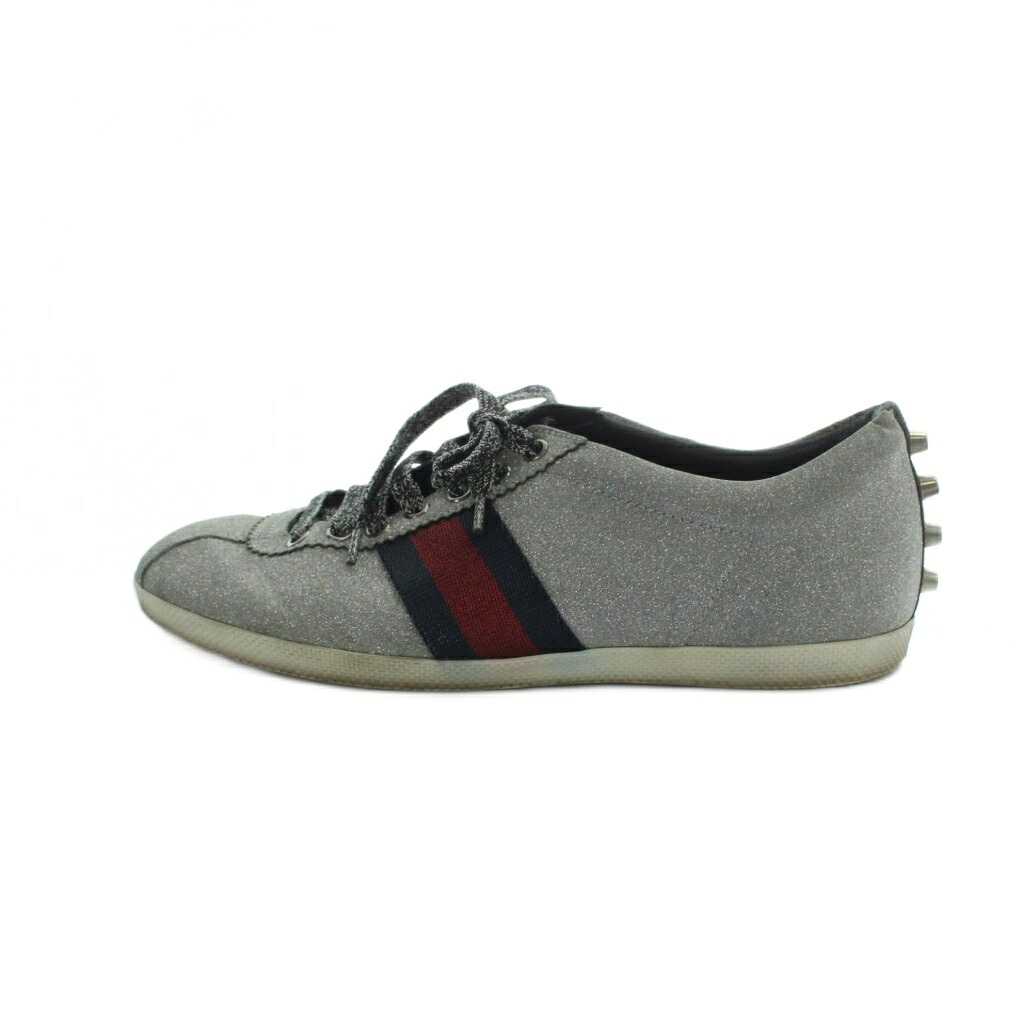 【中古】グッチ GUCCI 414684 スニーカー ローカット シューズ 靴 シェリーライン ラメ 7 26cm シルバー色 ■GY18 /MQ ■OH メンズ 【ベクトル 古着】 260611|ブランド古着ベクトルプレミアム店