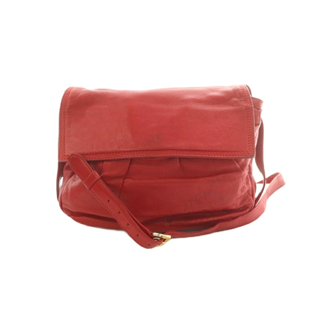 【中古】ロエベ LOEWE ショルダーバッグ アナグラム フラップ レザー 赤 レッド /MI ■OH ■GY04 レディース 【ベクトル 古着】 260623｜ブランド古着ベクトルプレミアム店