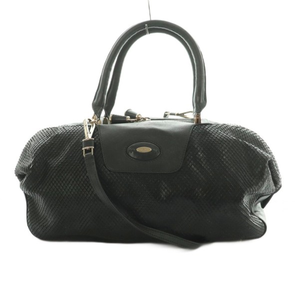 【中古】セルジオロッシ Sergio rossi 2WAY ショルダーバッグ ハンドバッグ パイソンレザー ワンカラー 黒 ブラック /BB ■GY18 ▲H レディース 【ベクトル 古着】 260620｜ブランド古着ベクトルプレミアム店