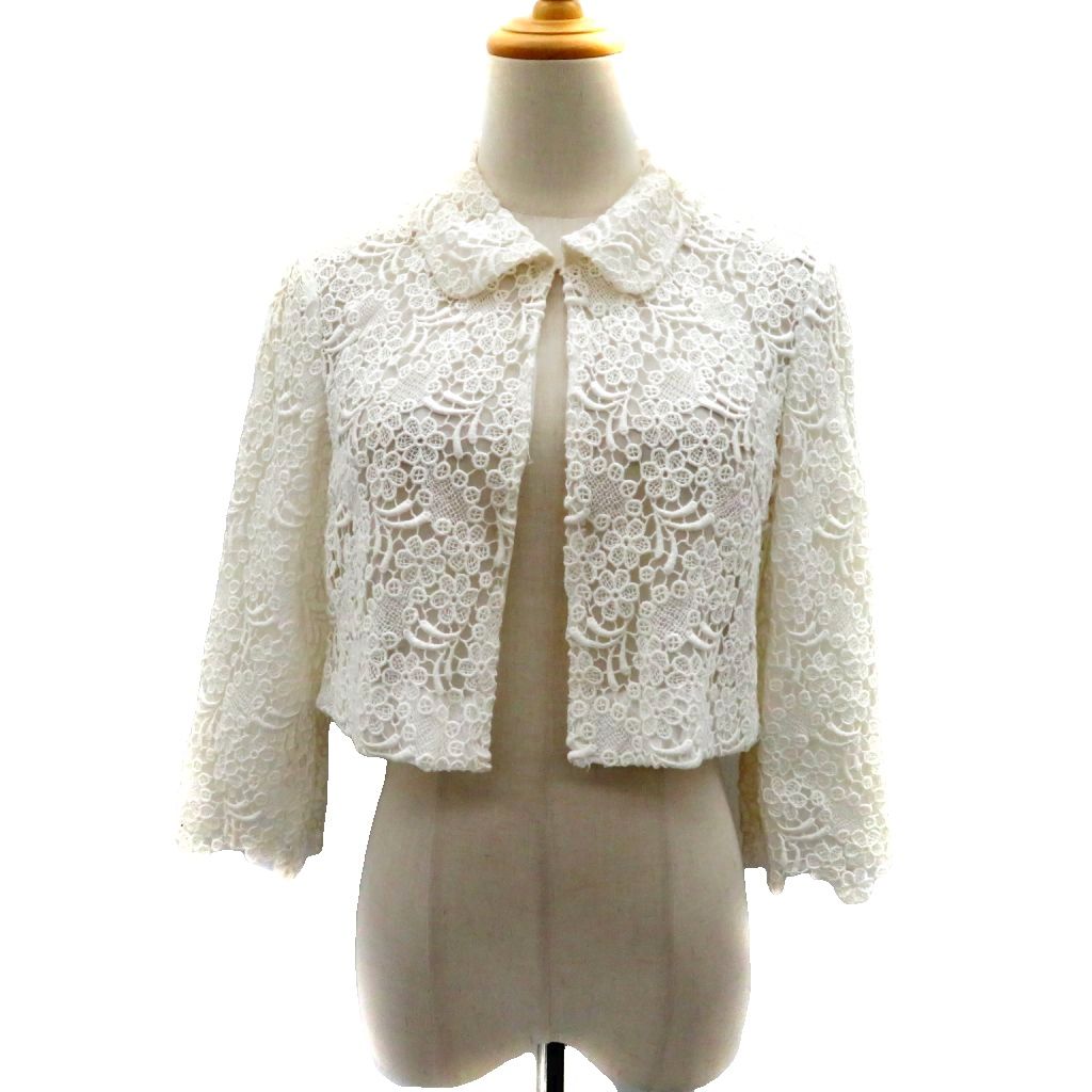 【中古】ルネ Rene ジャケット ショート丈 34 XS 白 総レース 七分袖 シースルー /SY45 ■GY99 レディース 【ベクトル 古着】 260702｜ブランド古着ベクトルプレミアム店