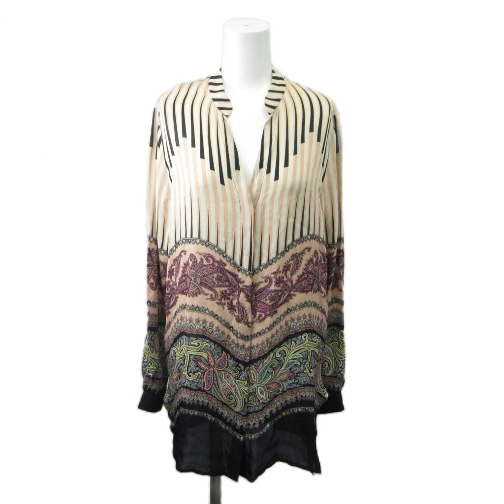 【中古】エトロ ETRO シャツ ブラウス 絹 シルク 38 マルチカラー ストライプ柄 ペイズリー柄 長袖 /PP ■GY19 レディース 【ベクトル 古着】 260619|ブランド古着ベクトルプレミアム店