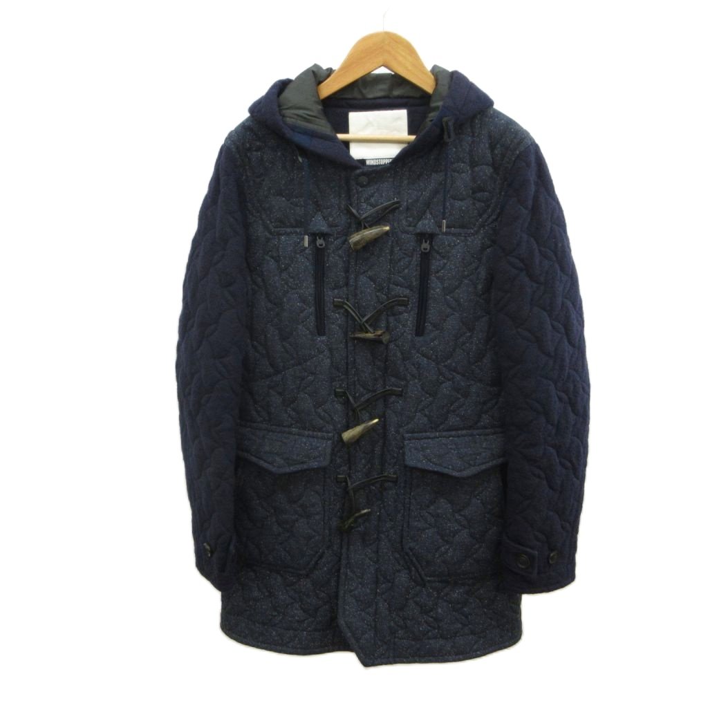 【中古】ホワイトマウンテニアリング White Mountaineering ゴアウインドストッパージャズネップツイードダッフルコート Windstopper Jazz Nep Tweed Duffel Coat アウター ウール 0 ネイビー 紺 キルティング 長袖 フード付き WM1373227 /PP ■GY03 メンズ 【ベクトル|ブランド古着ベクトルプレミアム店