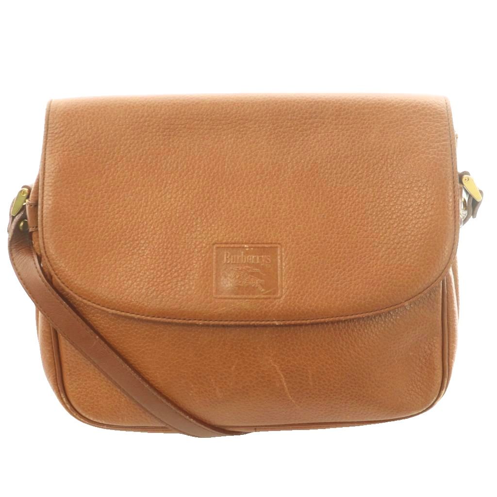 【中古】バーバリーズ Burberrys ヴィンテージ ショルダーバッグ マグネットボタン ロゴ レザー 茶 ブラウン /SS ■OS ■GY18 レディース 【ベクトル 古着】 260621｜ブランド古着ベクトルプレミアム店