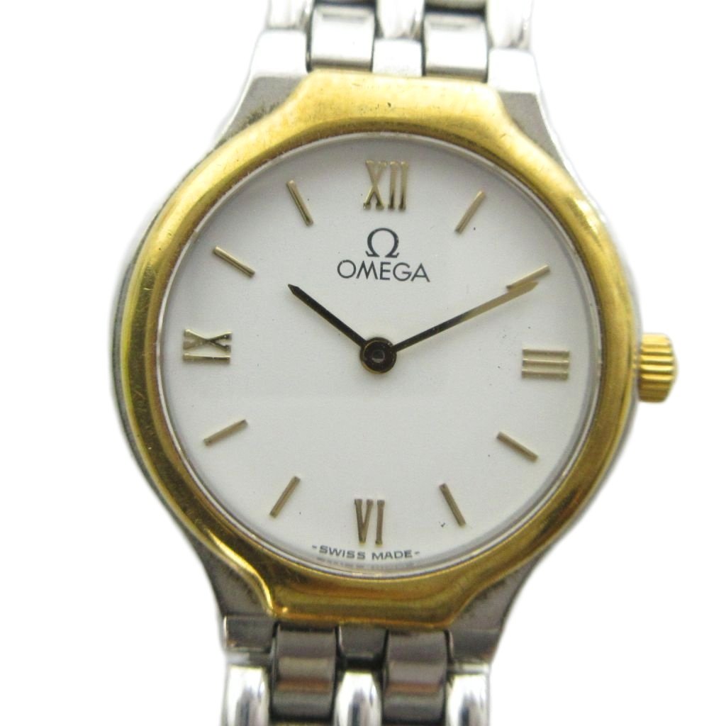 【中古】オメガ OMEGA ジャンク品 De Ville デビル 腕時計 クォーツ ローマン ウォッチ 白文字盤 ロゴ シルバー色 ゴールド色 ■GY18 /MQ レディース 【ベクトル 古着】 260620|ブランド古着ベクトルプレミアム店