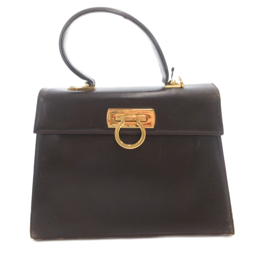 【中古】サルヴァトーレフェラガモ Salvatore Ferragamo ハンドバッグ 手提げ ワンハンドル ショルダーバッグ 2way ガンチーニ レザー 茶 ブラウン /FF レディース 【ベクトル 古着】 260629|ブランド古着ベクトルプレミアム店