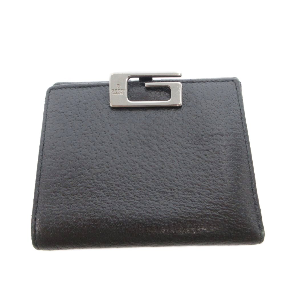 【中古】グッチ GUCCI 二つ折り財布 ウォレット 小銭入れあり レザー Gロゴ 黒 ブラック /FF ■GY18 メンズ 【ベクトル 古着】 260701｜ブランド古着ベクトルプレミアム店