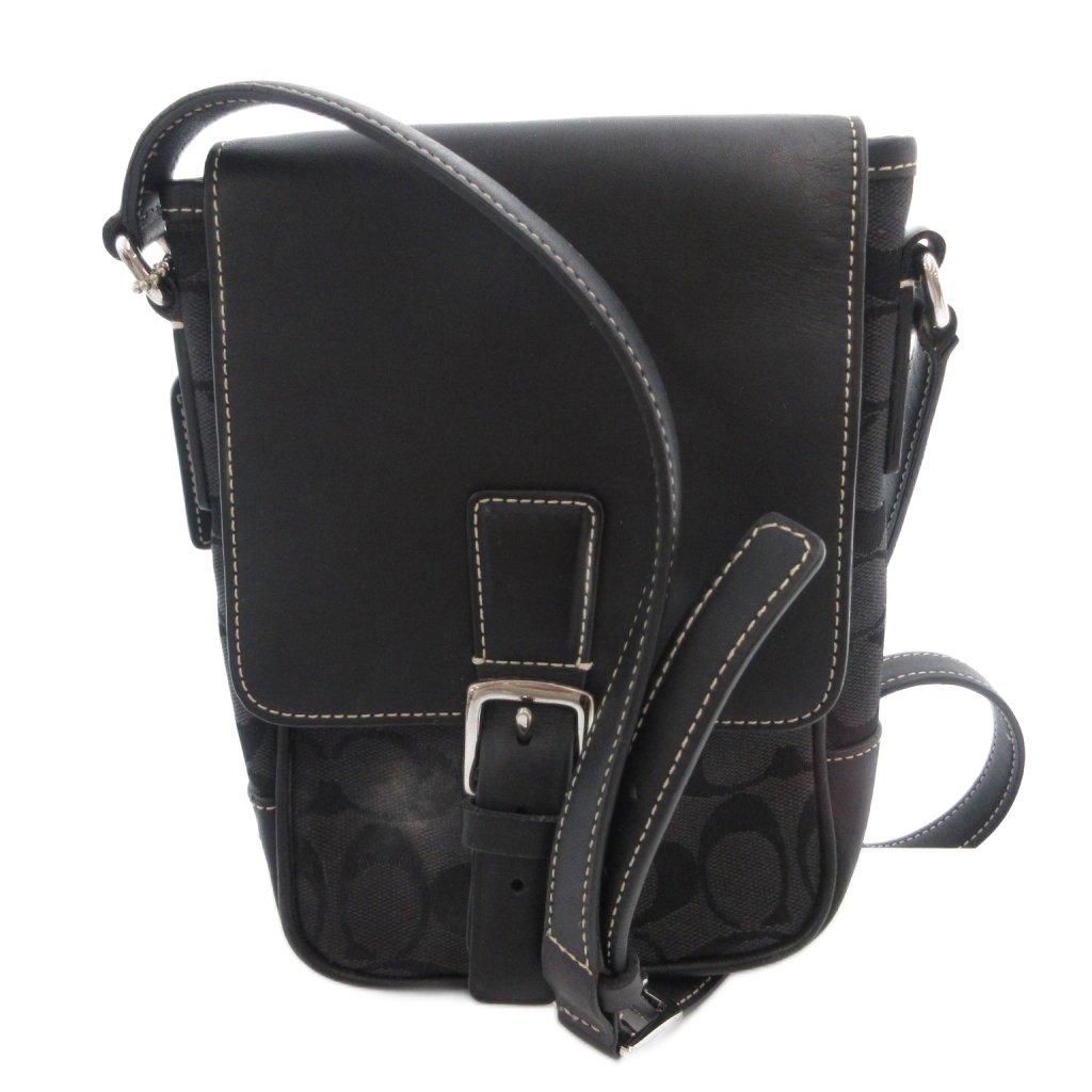 【中古】コーチ COACH ショルダーバッグ 斜め掛け クロスボディ シグネチャー キャンバス レザー 黒 ブラック 6098 /FF ■GY18 レディース 【ベクトル 古着】 260701|ブランド古着ベクトルプレミアム店