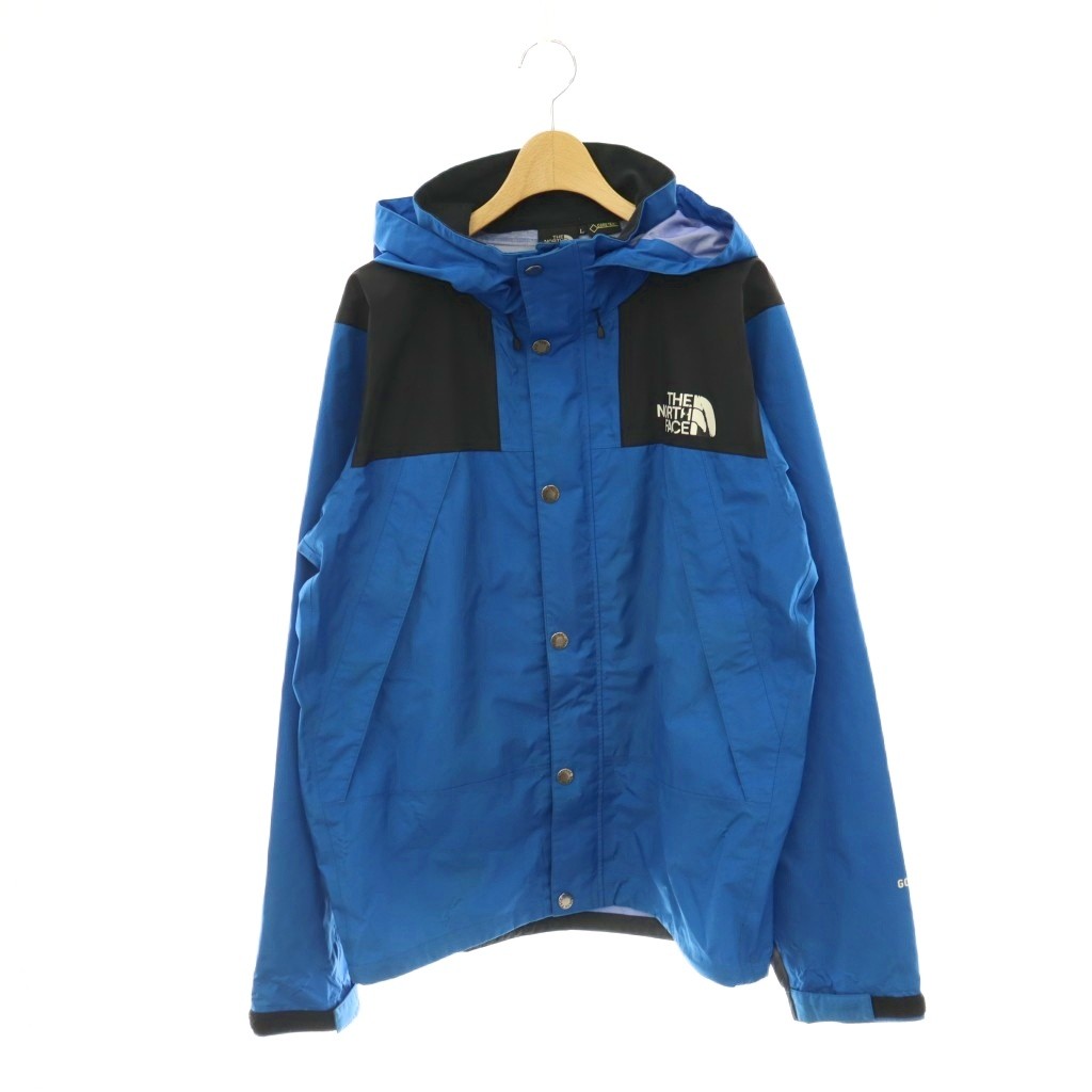 【中古】ザノースフェイス THE NORTH FACE マウンテンレインテックスジャケット ゴアテックス アウター ロゴ プリント L 青 ブルー 黒 ブラック NP11501 /BB メンズ 【ベクトル 古着】 260702｜ブランド古着ベクトルプレミアム店