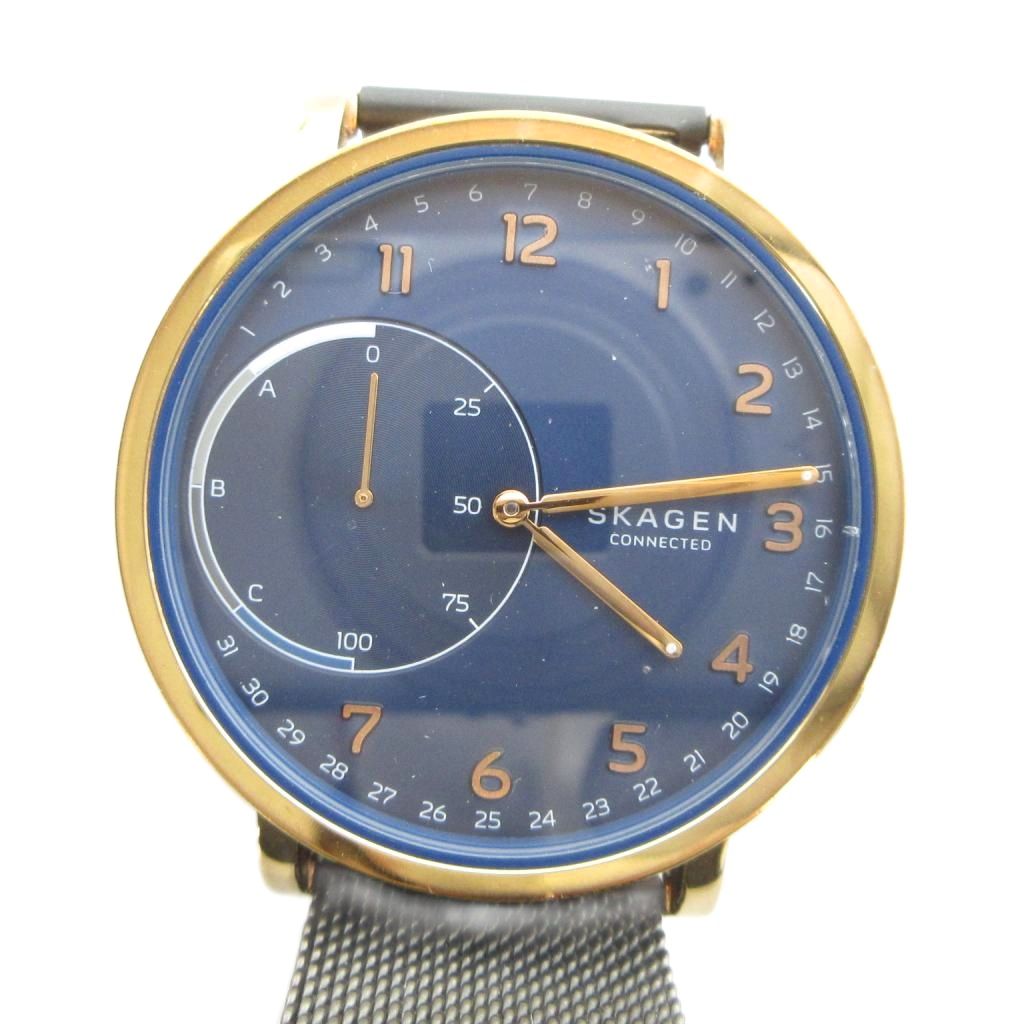 【中古】スカーゲン SKAGEN NDW2G 腕時計 ウォッチ クォーツ 青文字盤 ゴールド色 ■GY18 /MQ メンズ 【ベクトル 古着】 260630｜ブランド古着ベクトルプレミアム店