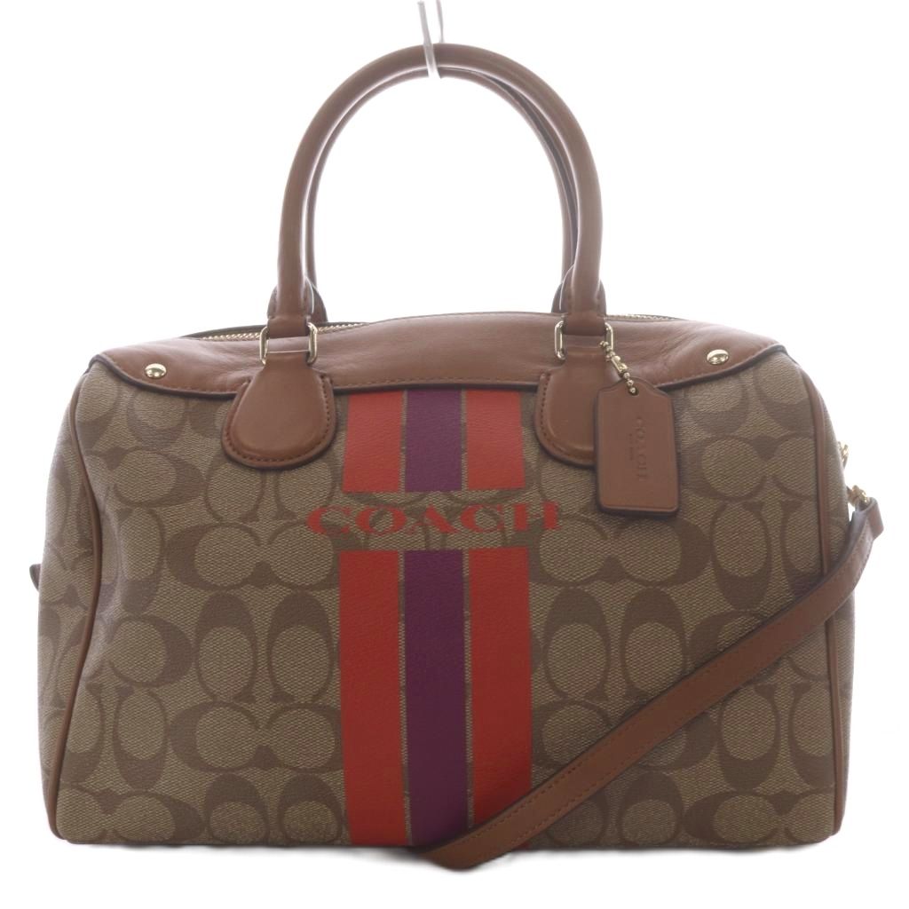 【中古】コーチ COACH ミニ・ベネット・サッチェル ハンドバッグ ショルダーバッグ 2way シグネチャー PVC レザー ブラウン F38269 /YO34 ■GY18 【ベクトル 古着】 260706|ブランド古着ベクトルプレミアム店