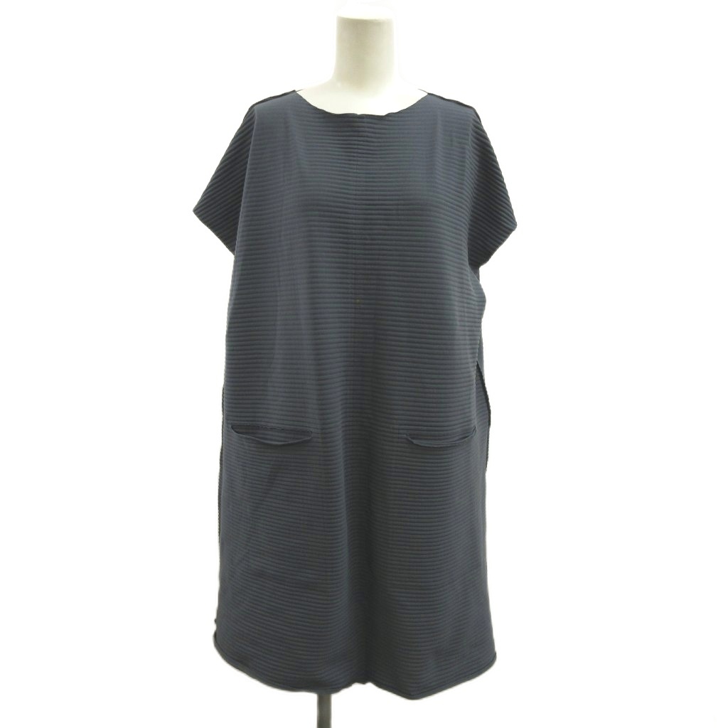 【中古】ミーイッセイミヤケ me ISSEY MIYAKE ノースリーブチュニック カットソー 横プリーツ グレー トップス ラウンドネック M182KT301 /YU ■GY06 レディース 【ベクトル 古着】 260707|ブランド古着ベクトルプレミアム店