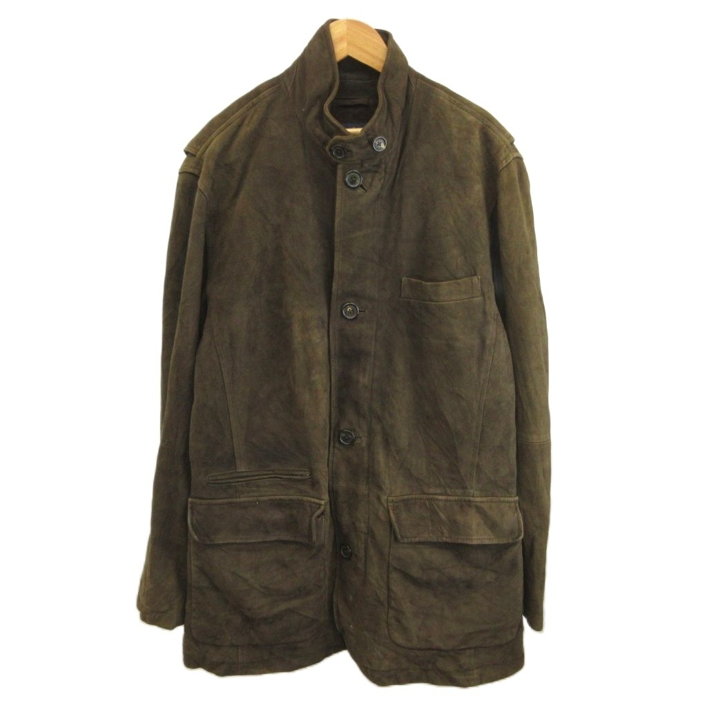 【中古】ブルックスブラザーズ BROOKS BROTHERS レザージャケット スエード 上着 M 茶 ブラウン 無地 スタンドカラー 長袖 ブルゾン アウター /YU ■GY06 メンズ 【ベクトル 古着】 260707|ブランド古着ベクトルプレミアム店