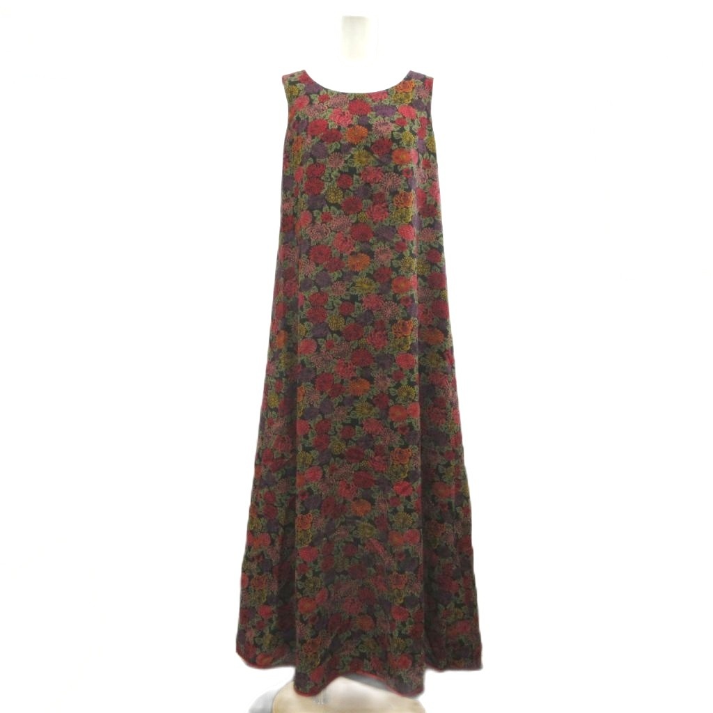 【中古】ケイタマルヤマ KEITA MARUYAMA ワンピース サマーウール M 黒 ブラック 赤 レッド 花柄 ノースリーブ マキシ丈 /NP ■GY06 レディース 【ベクトル 古着】 260706｜ブランド古着ベクトルプレミアム店
