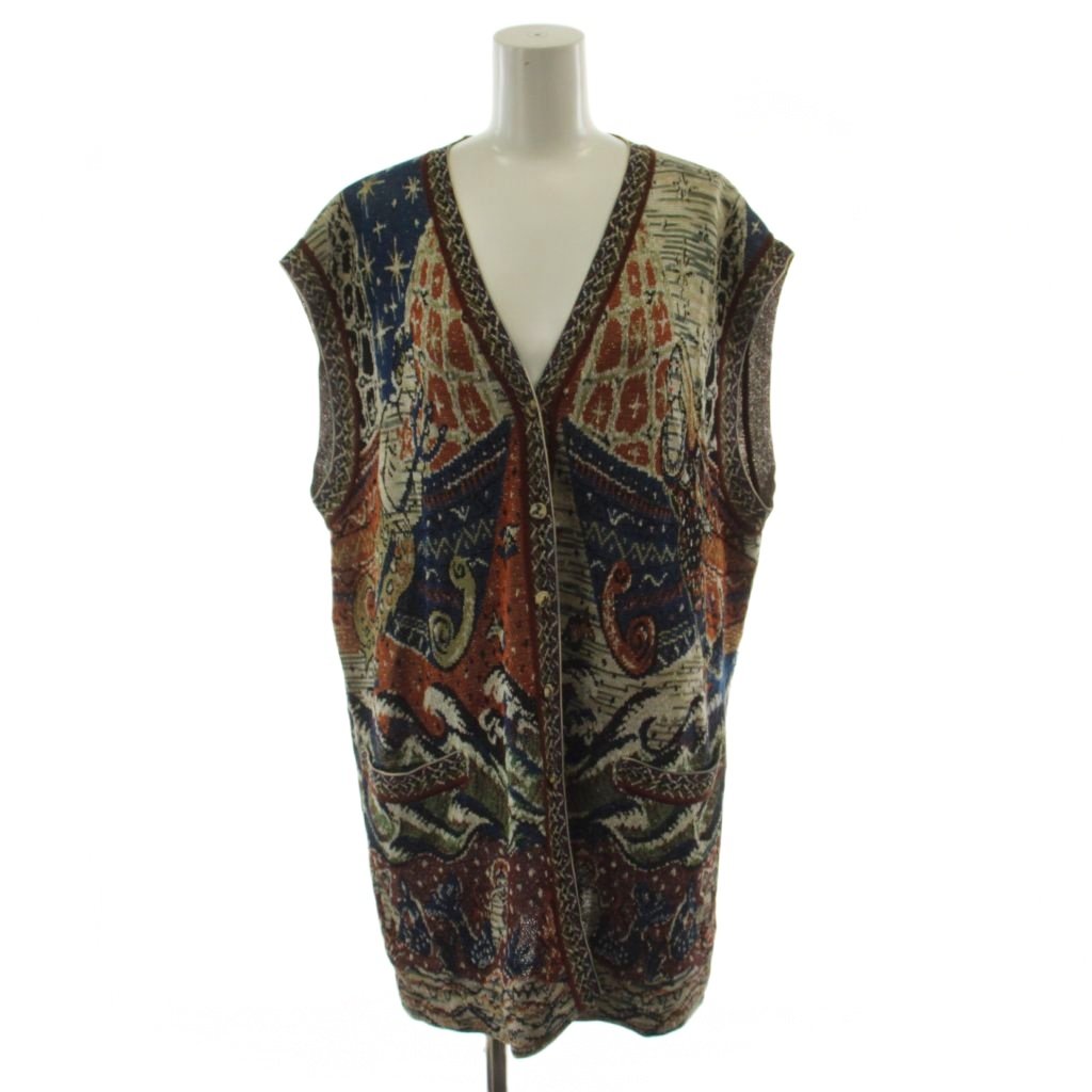 【中古】ミッソーニ MISSONI ロングベスト ニットベスト L マルチカラー 総柄 ノースリーブ /GG15 ■GY50 レディース 【ベクトル 古着】 260707｜ブランド古着ベクトルプレミアム店 14,839円