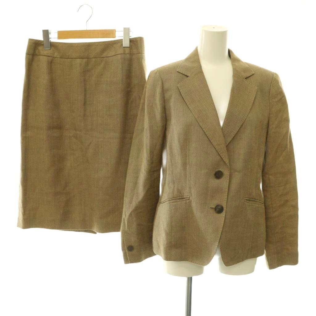 【中古】アクアスキュータム AQUASCUTUM スーツ セットアップ テーラードジャケット スカート シルク リネン混 6S ブラウン /ES ■GY50 レディース 【ベクトル 古着】 260709｜ブランド古着ベクトルプレミアム店