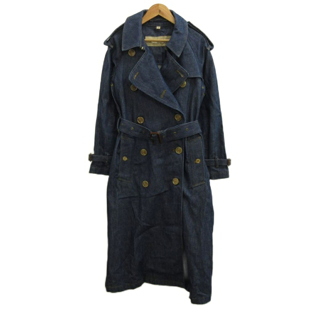 【中古】バーバリー ロンドン BURBERRY LONDON トレンチコート デニムコート UK2 インディゴ ブルー ダブルブレスト 長袖 ロング丈 /PP ■GY40 レディース 【ベクトル 古着】 260708|ブランド古着ベクトルプレミアム店