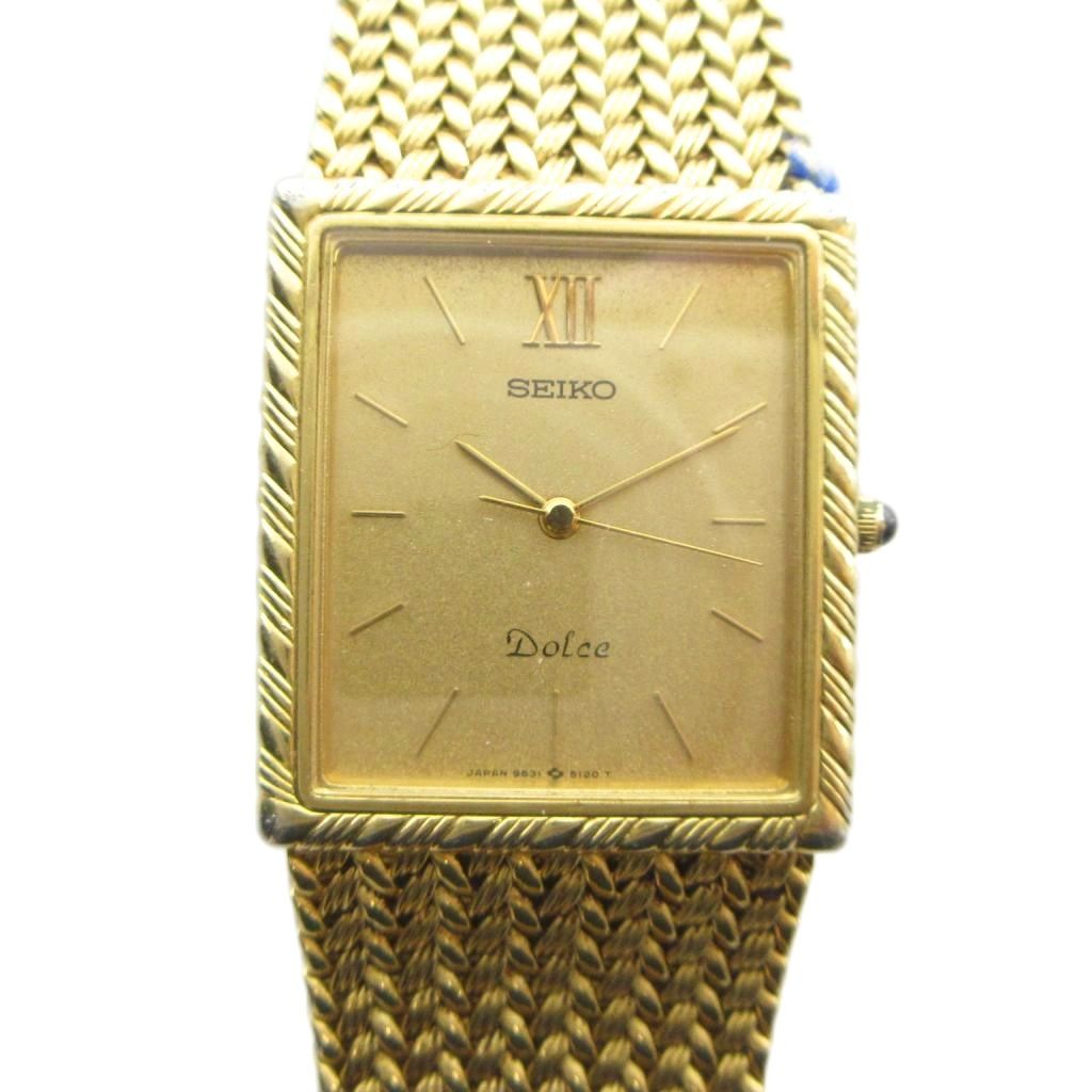 【中古】セイコー SEIKO 9531-5100 Dolce ドルチェ 腕時計 ウォッチ クォーツ ロゴ スクエア ローマン ゴールド色 ■GY18 /MQ メンズ 【ベクトル 古着】 260711|ブランド古着ベクトルプレミアム店
