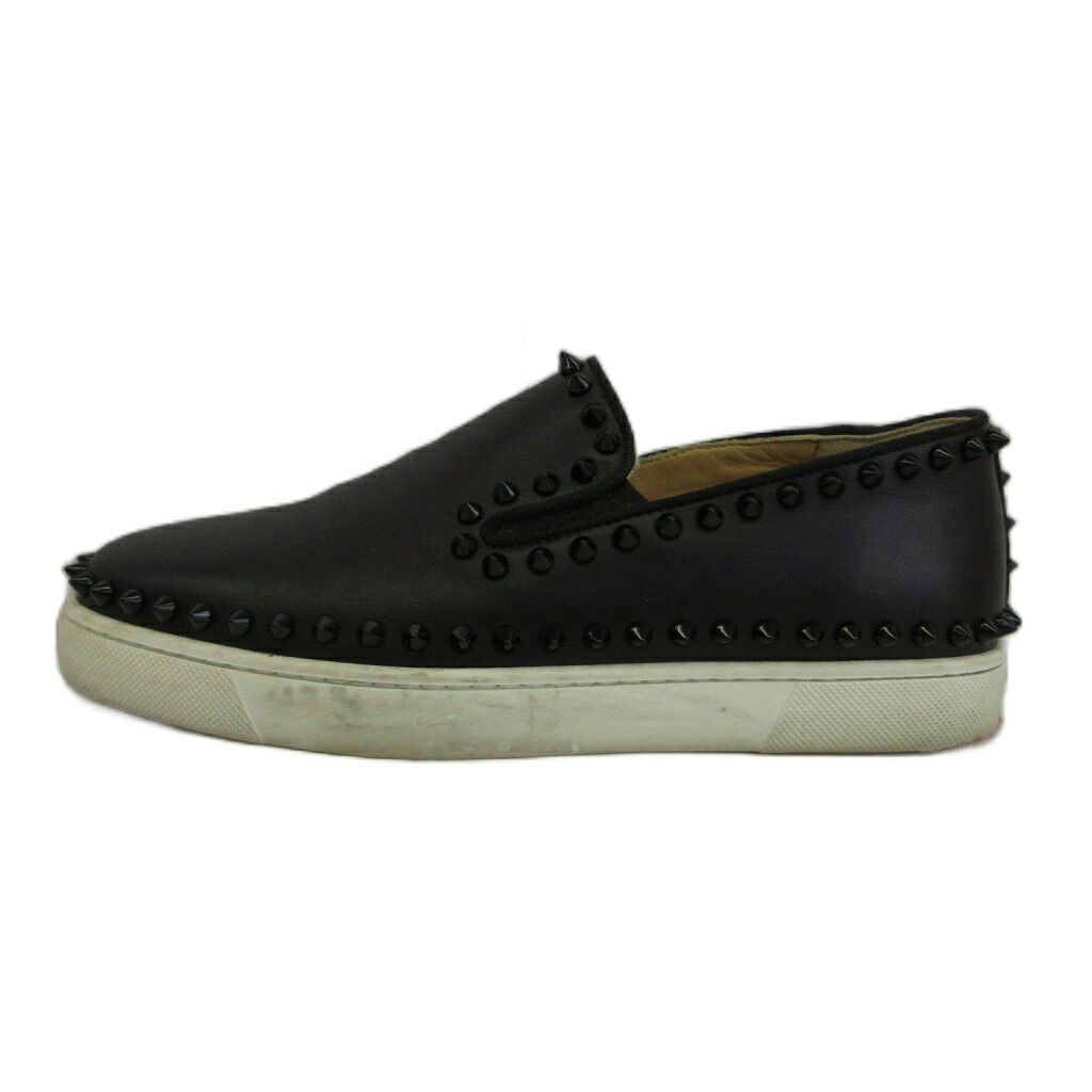 【中古】クリスチャンルブタン Christian louboutin ピックボート Pik Boat スリッポン スニーカー レザー ローカット スタッズ 37.5 24.5cm 黒 ブラック /XZ ■GY19 レディース 【ベクトル 古着】 260715｜ブランド古着ベクトルプレミアム店