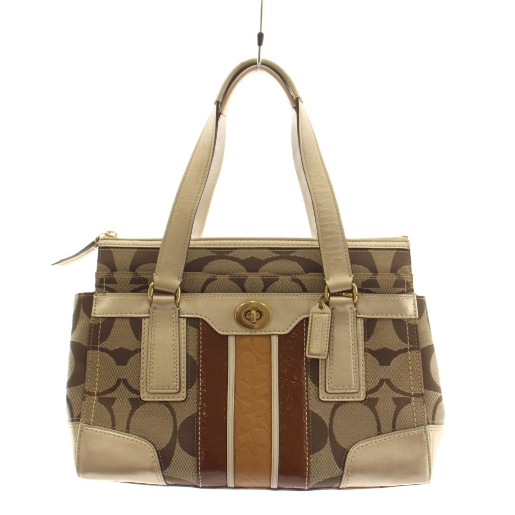 【中古】コーチ COACH シグネチャー ハンドバッグ ショルダーバッグ キャンバス レザー ベージュ F11620 /AN ■GY11 レディース 【ベクトル 古着】 260714|ブランド古着ベクトルプレミアム店