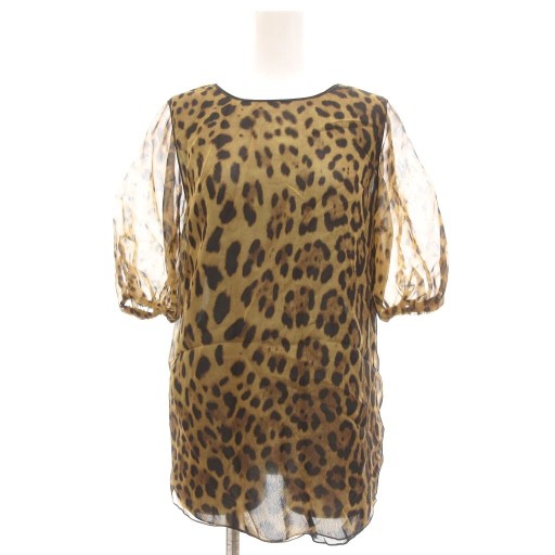 【中古】ドルチェ\u0026ガッバーナ 弗ガバ DOLCE\u0026GABBANA 美品 トップ 絹 地絹 36 ベージュ 茶 赤銅色 レオパード柄 ヒョウ柄 /UO ■GY19 レディース 【ベクター 古着】 250924