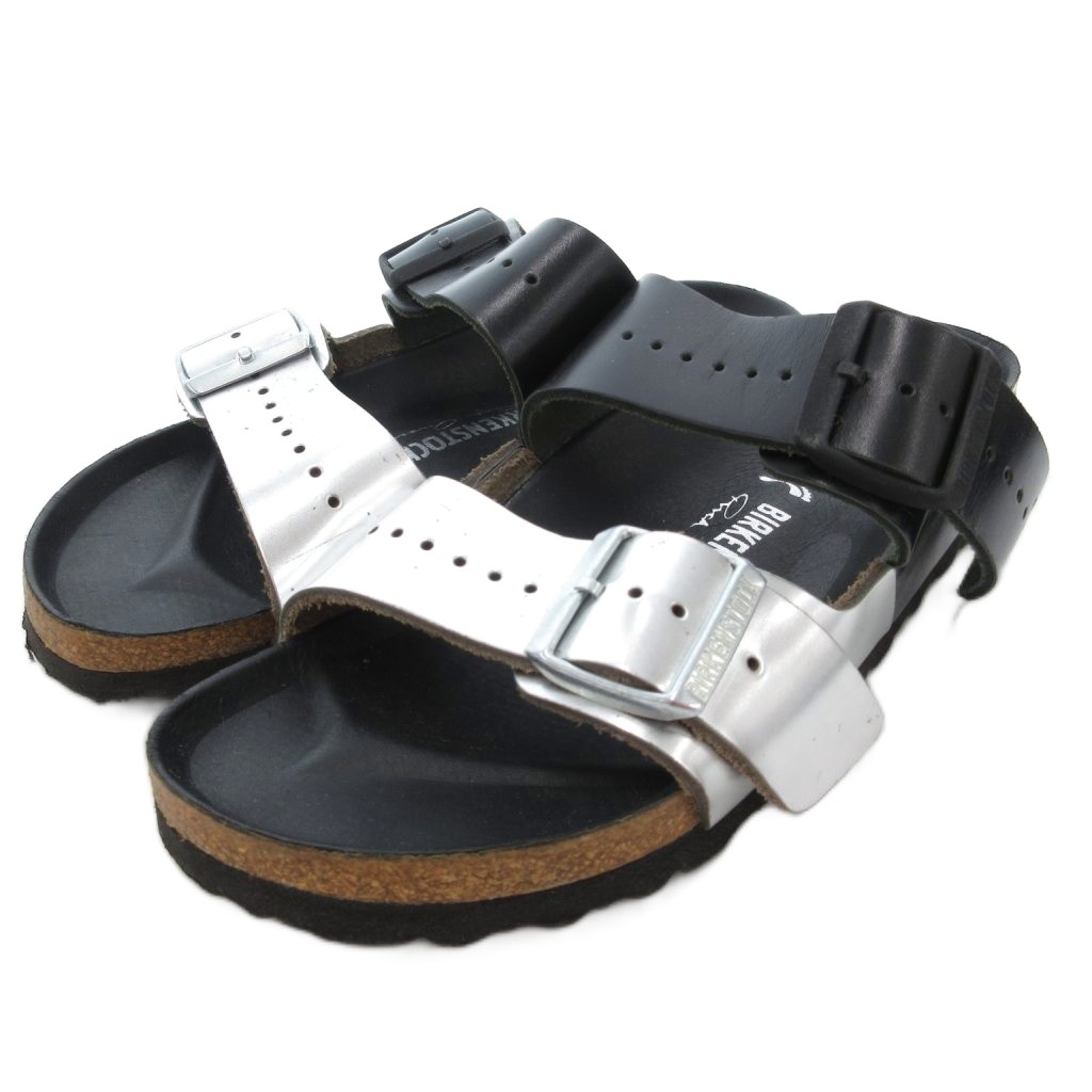 【中古】ビルケンシュトック BIRKENSTOCK リックオウエンス Rick Owens アリゾナ サンダル 同盟罷工さあ美 黒 黒いこと しろがね色色合い 24糎 /AE ■GY30 ☆AA★ レディース 【ベクター 古着】 251114