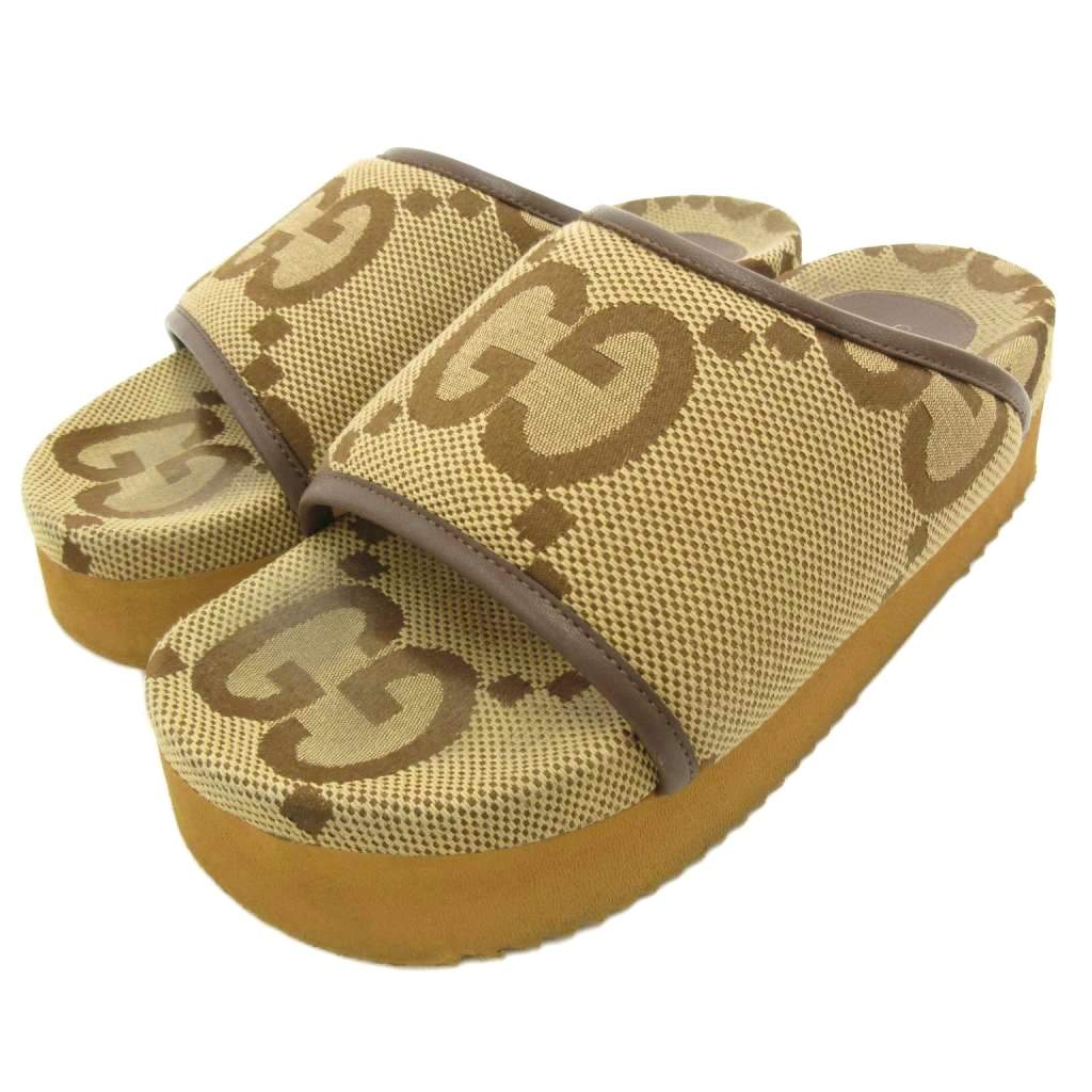【中古】グッチ GUCCI 700301 GG帆布 横すべりサンダル コンフォート 37 茶 赤銅色 /JS ☆AA★ ■GY19 レディース 【ベクター 古着】 251229