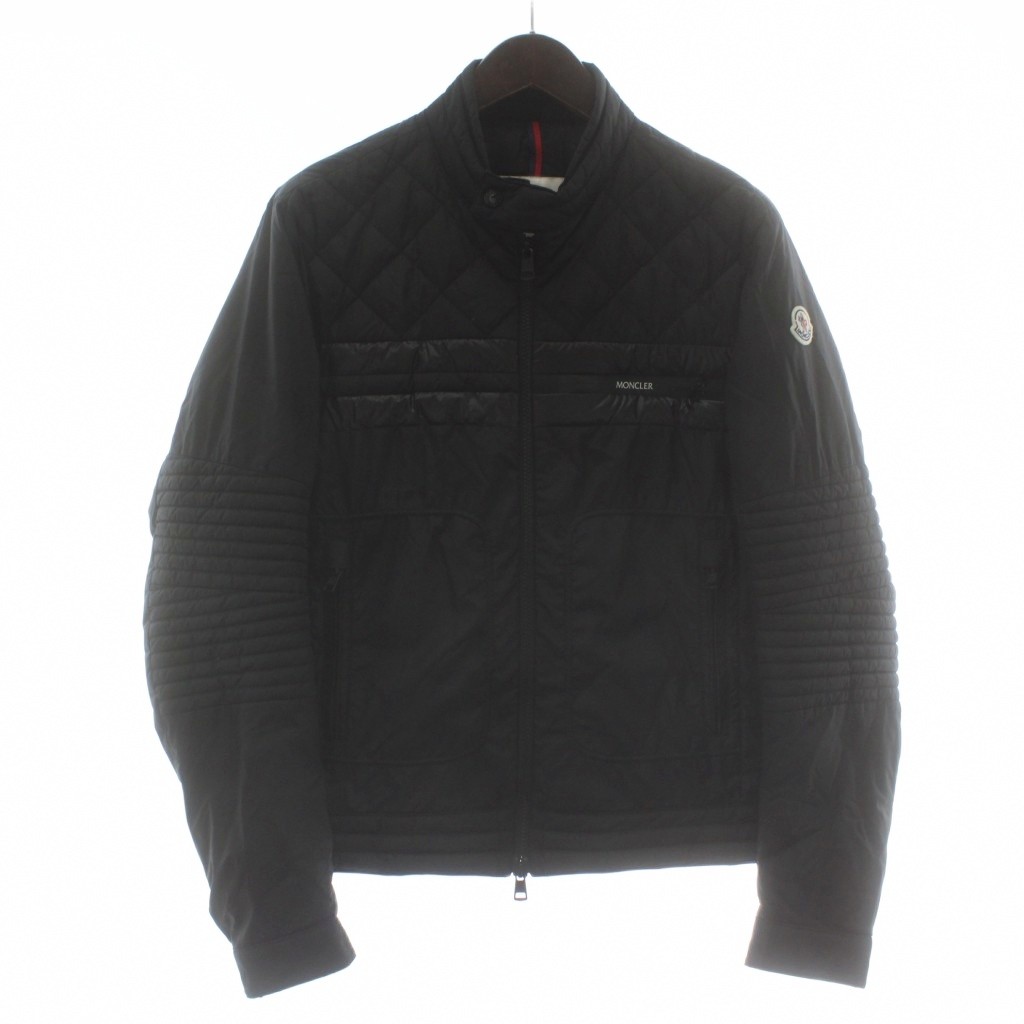 【中古】モンクレール MONCLER ATIU ダウンジャケット アウター ナイロン ジップアップ ロゴ ワッペン 1 黒 ブラック H10911A00010 68352 /XZ ■GY18 メンズ 【ベクトル 古着】 260114｜ブランド古着ベクトルプレミアム店