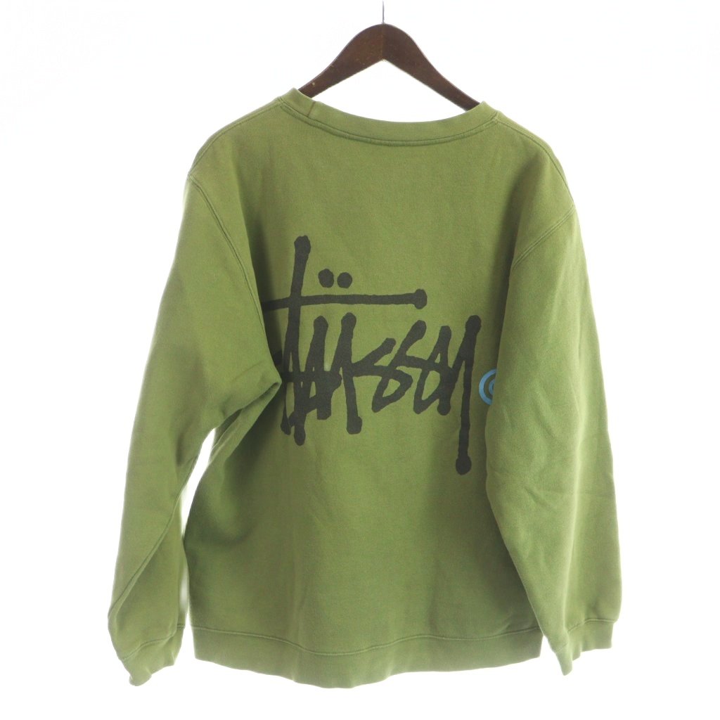 【中古】ステューシー STUSSY 90-00\u0027s 汗水 調教師 長袖 うしろ側ロゴタイプ 裏起毛 M 緑 緑であること ■GY12 /MQ メンズ 【ベクター 古着】 260227