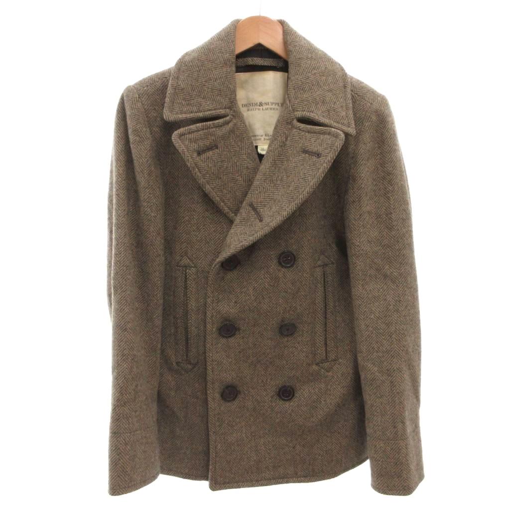 【中古】ジーンズ\u0026給与 ラルフローレン DENIM \u0026 SUPPLY RALPH LAUREN P厚地の外套 上衣 ダブル 羊毛 杉綾模様 XS ベージュ /FF ■GY12 メンズ 【ベクター 古着】 260320