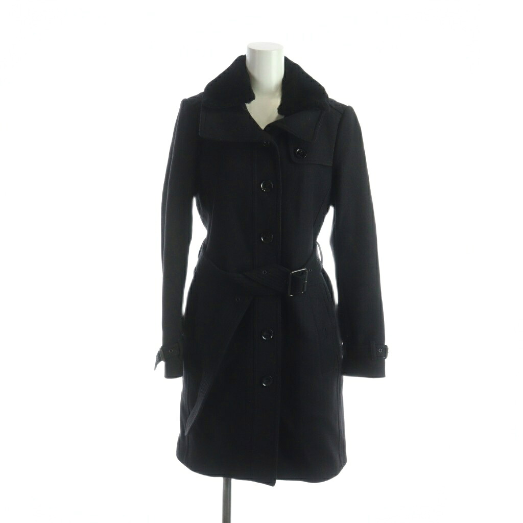 【中古】バーバリーブリット BURBERRY BRIT トレンチコート 長袖 総裏地 ラムファー シングル ベルト 6 S 黒 ブラック ■GY17 /MQ レディース 【ベクトル 古着】 260223｜ブランド古着ベクトルプレミアム店