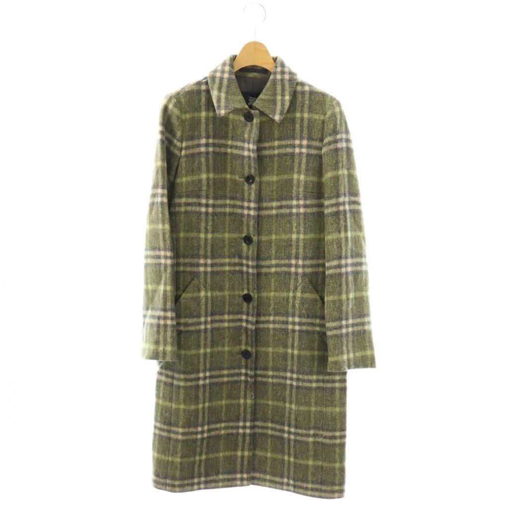 【中古】赤ちょうちんバリー 英国の首都 BURBERRY LONDON ステンカラー厚地の外套 照合のしるし柄 羊毛 ロング 40 緑であること /HK ■GY18 レディース 【ベクター 古着】 260309
