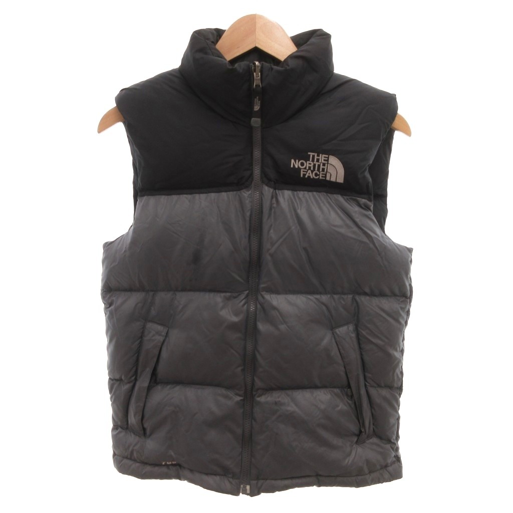 【中古】ザノースフェイス THE NORTH FACE Nuptse Vest ヌプシベスト グースダウンベスト ロゴタイプ XS 薄墨色 黒 黒いこと NFD01A52 /YJ ■GY19 メンズ 【ベクター 古着】 260313