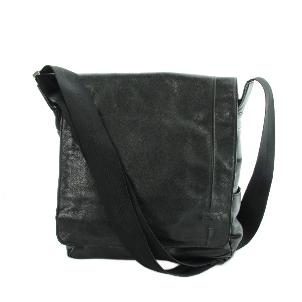 【中古】トゥミ TUMI 6970D ECHO VERTICAL MESSENGER ショルダーバッグ 斜めがけ ロゴ レザー フラップ 黒 ブラック ■GY18 /MQ メンズ 【ベクトル 古着】 260308｜ブランド古着ベクトルプレミアム店