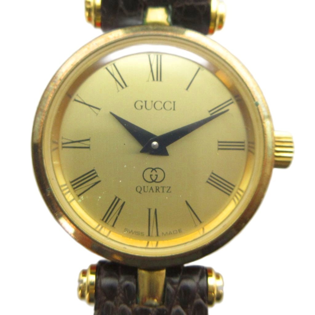 【中古】グッチ GUCCI ジャンク品 ウオッチ ご覧なさる 石英 人情本 シェリー酒伝達ルート ラウンド なめし革胴締め ゴールド色 ■GY18 /MQ レディース 【ベクター 古着】 260426