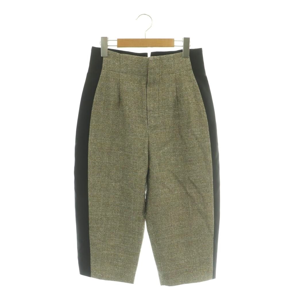 【中古】ルイヴィトン LOUIS VUITTON クロップドパンツ ラメ サイドライン 38 シルバー色 黒 /SY ■OS レディース 【ベクトル 古着】 260413|ブランド古着ベクトルプレミアム店