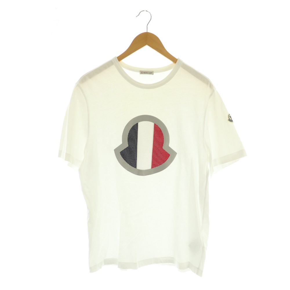 【中古】モンク軌跡 MONCLER 21SS ティーシャツ 半袖 ロゴタイプ M 白 /MI ■GY19 メンズ 【ベクター 古着】 260413