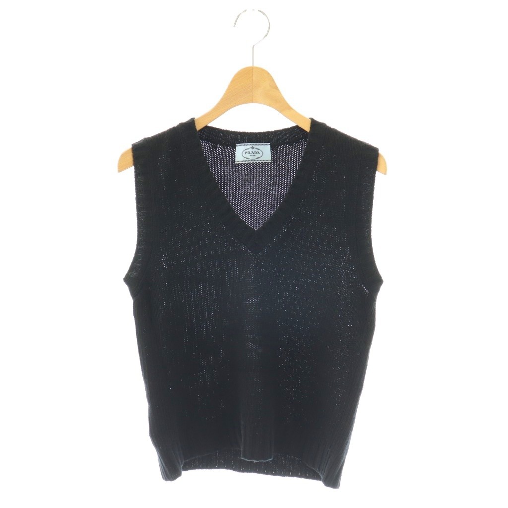 【中古】プラダ PRADA 19aw より良い 編み物 カシミール混 38 黒いこと /ES ■GY19 レディース 【ベクター 古着】 260420