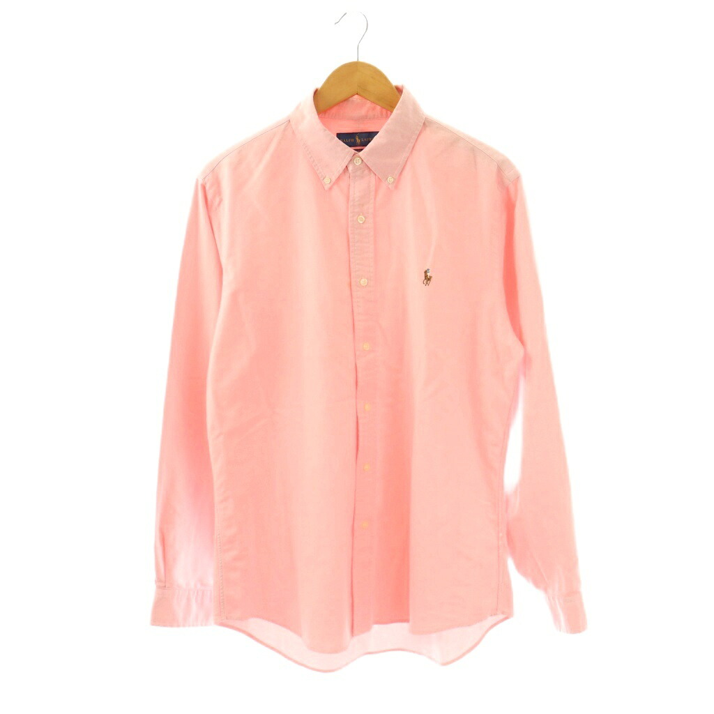 【中古】ラルフローレン RALPH LAUREN 0200011589 ボタンダウンシャツ 長袖 ロゴタイプ刺しゅう L さくら色 /ES ■GY18 メンズ 【ベクター 古着】 260423