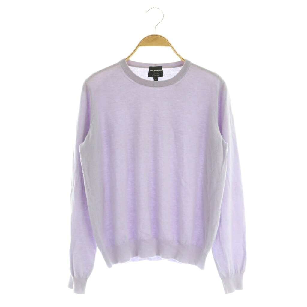 【中古】ジョルジオアルマーニ GIORGIO ARMANI カシミヤ編み物 スウェーター 長袖 労働者の一団のど首 46 ラベンダー /MY ■os ■GY06 レディース 【ベクター 古着】 260421