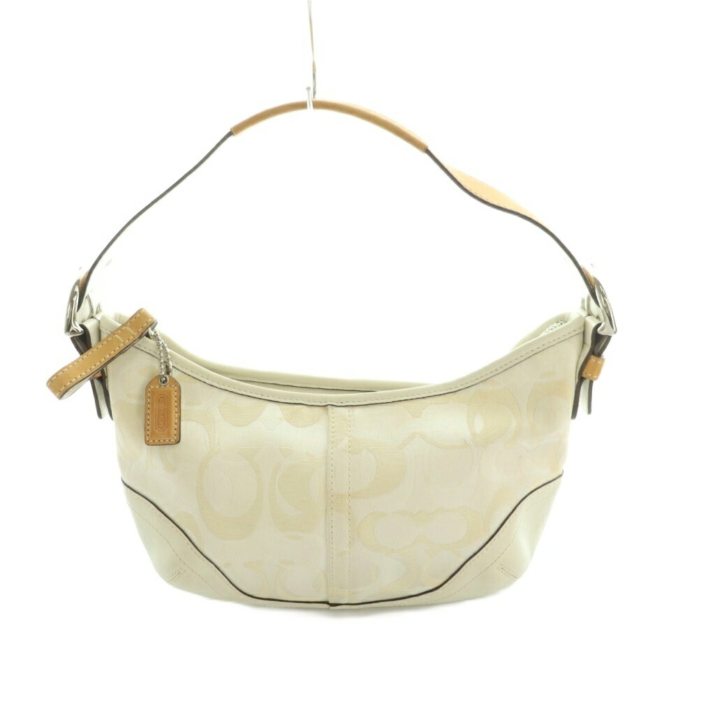 【中古】コーチ職 COACH ハンドバック 帆布 なめし革うつり変わり 書き判柄 白 1850 /MI ■GY18 レディース 【ベクター 古着】 260422