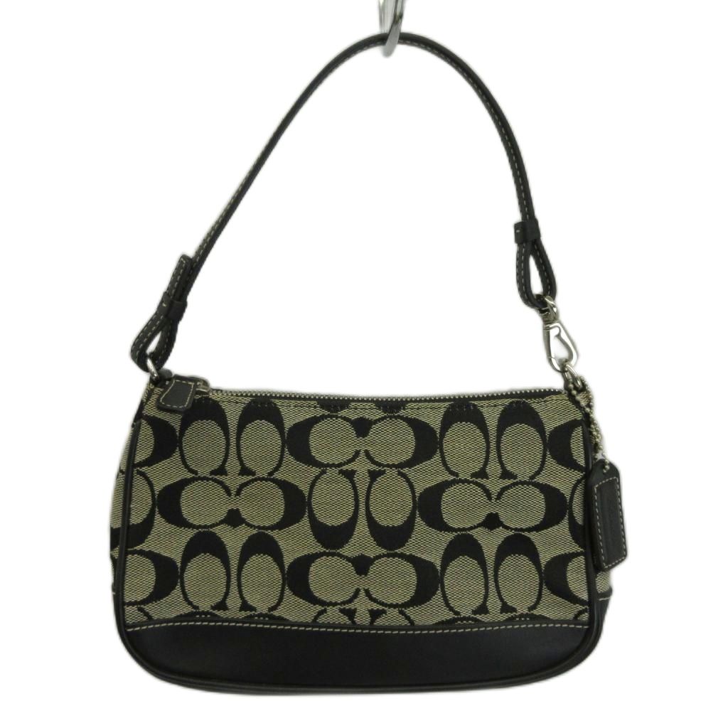 【中古】コーチ職 COACH ハンドバック 添え物合財袋 帆布 なめし革 書き判 黒 黒いこと 6094 /XZ ■GY13 レディース 【ベクター 古着】 260422