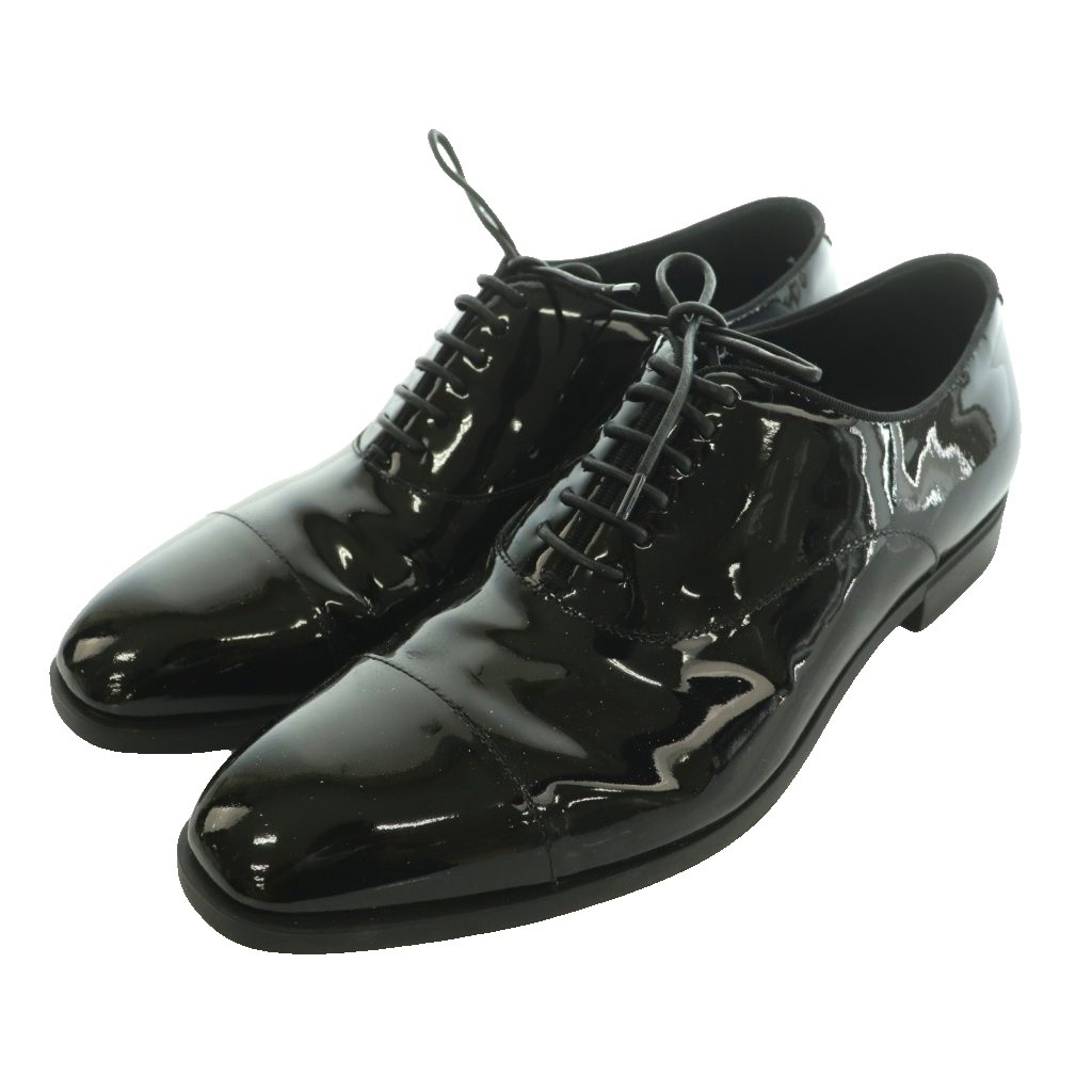 【中古】エンポリオアルマーニ EMPORIO ARMANI パテントレザー オックスフォードシューズ ビジネス ドレス UK8 黒 ブラック /SS ■OS ■GY40 メンズ 【ベクトル 古着】 260506｜ブランド古着ベクトルプレミアム店