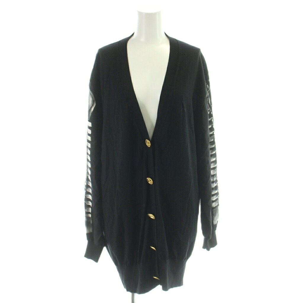 【中古】ルイヴィトン LOUIS VUITTON Zipper Print Cardigan ファスナー刷り上げる ジレー 編み物 長袖 絹地 M 黒 黒いこと RW231B /MW ■GY18 レディース 【ベクター 古着】 260424