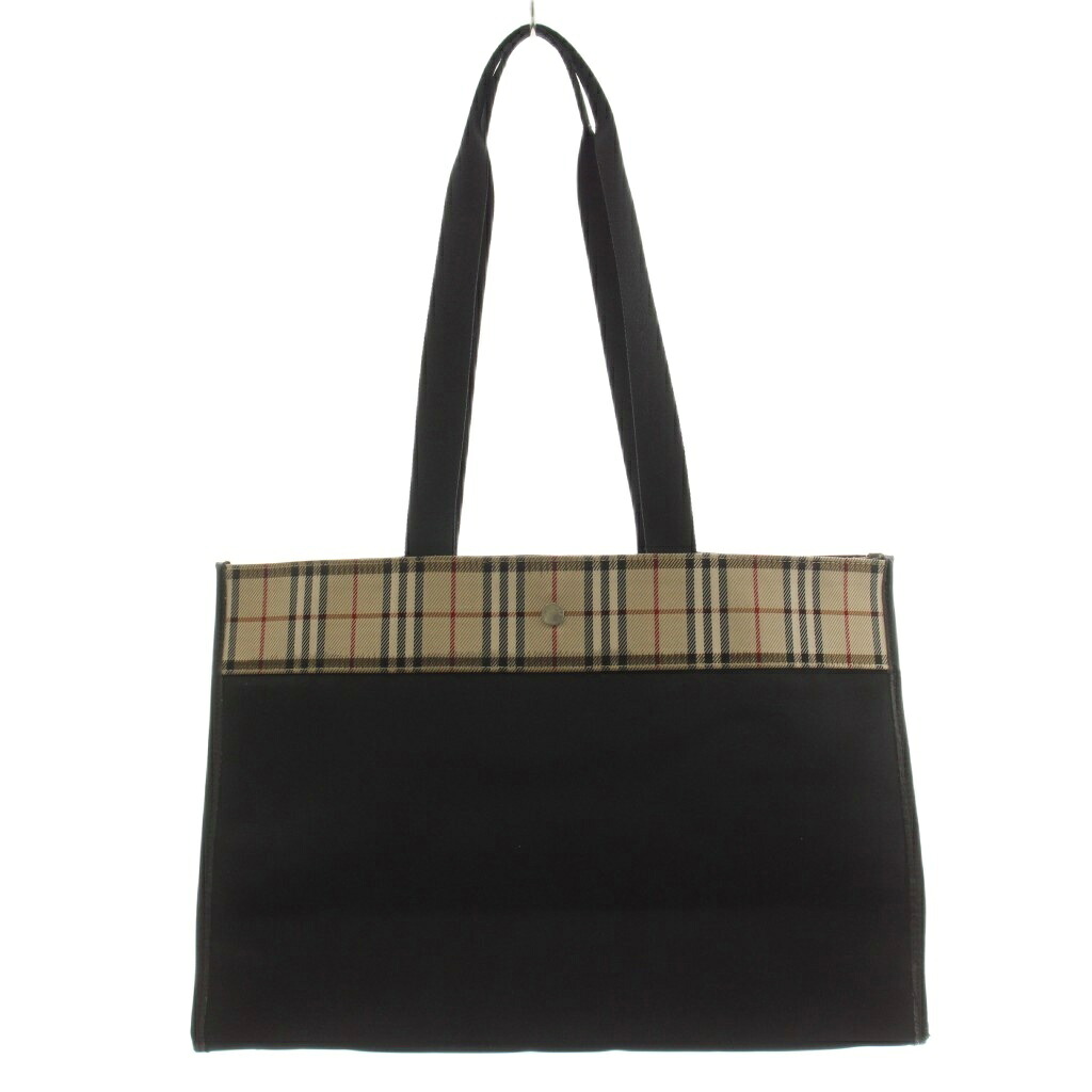 【中古】赤ちょうちんバリー BURBERRY ノバチェック トートバッグ ショルダーバッグ ナイロン なめし革 黒 黒いこと /AN49 ■GY18 レディース 【ベクター 古着】 260425