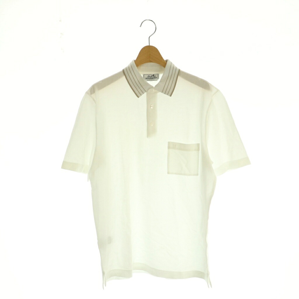 【中古】エルメス HERMES スポーツシャツ L 白 /MI ■GY18 メンズ 【ベクター 古着】 260428