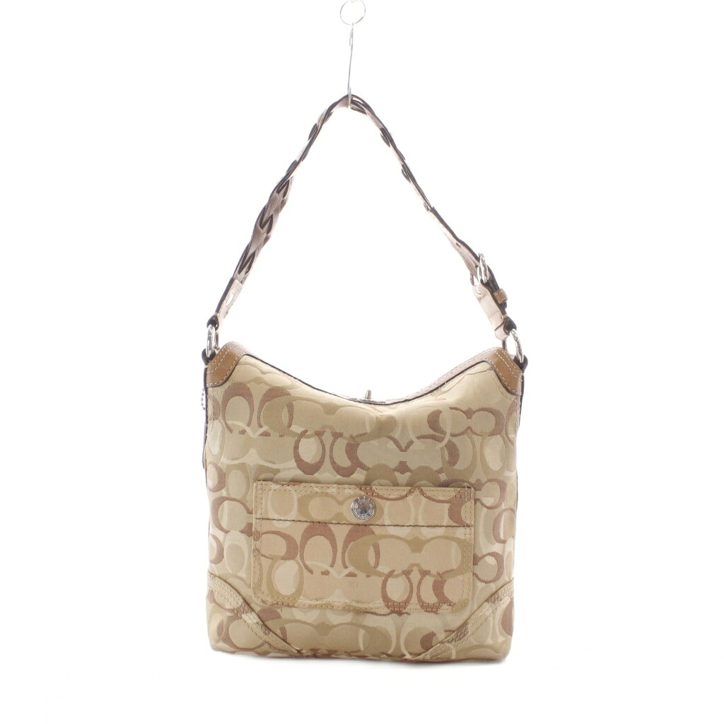 【中古】コーチ COACH ショルダーバッグ ワンハンドル ベージュ モノグラム柄 フロントポケット シルバー金具 10990 /RI ■OS ■GY18 レディース 【ベクトル 古着】 260428｜ブランド古着ベクトルプレミアム店