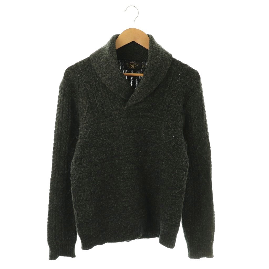【中古】ダブルアールエル RRL 編み物ティーシャツ 膝掛け色合い ラムウール 長袖 M 靉靆たる薄墨色 /HS ■GY28 メンズ 【ベクター 古着】 260507