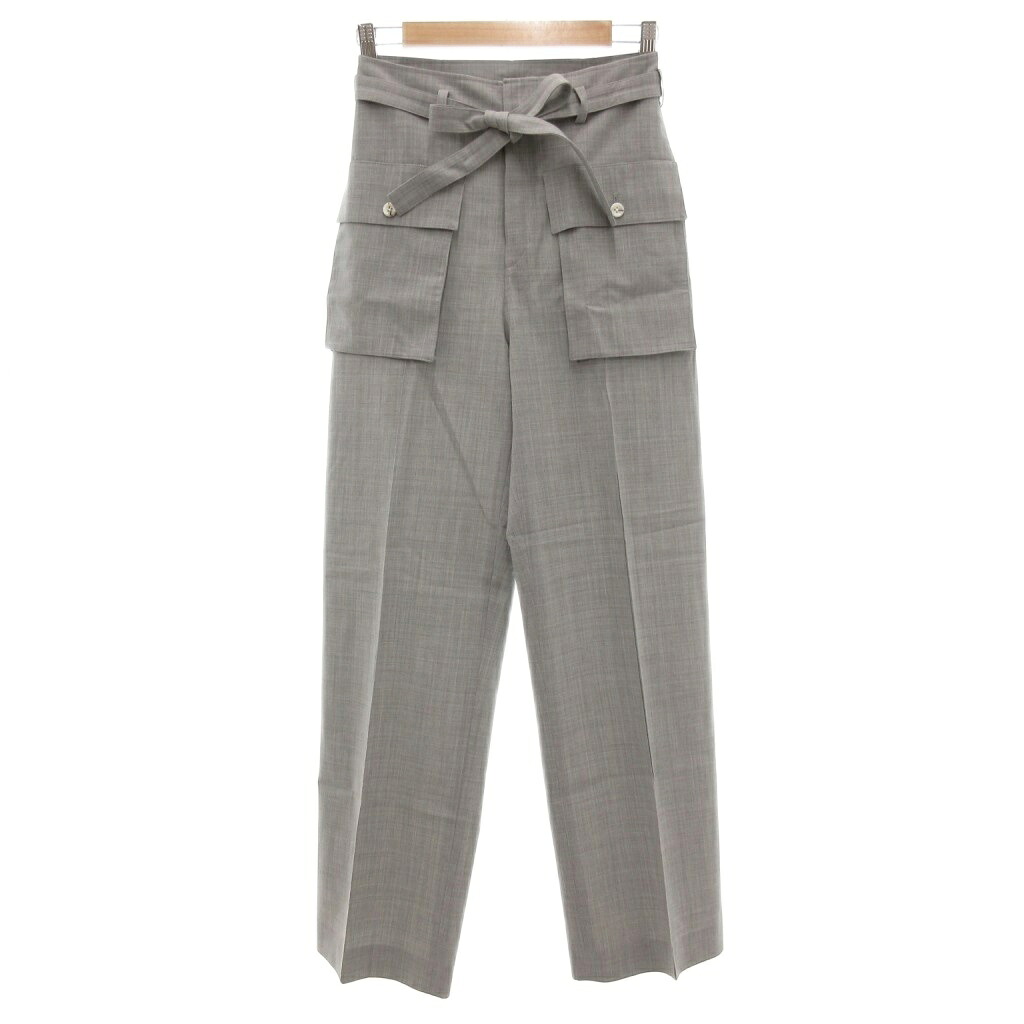 【中古】アディアム ADEAM 23年 美品 フラップポケット パンツ ストレッチ ベルト付き 0 グレー系 43337 /UO レディース 【ベクトル 古着】 251022｜ブランド古着ベクトルプレミアム店