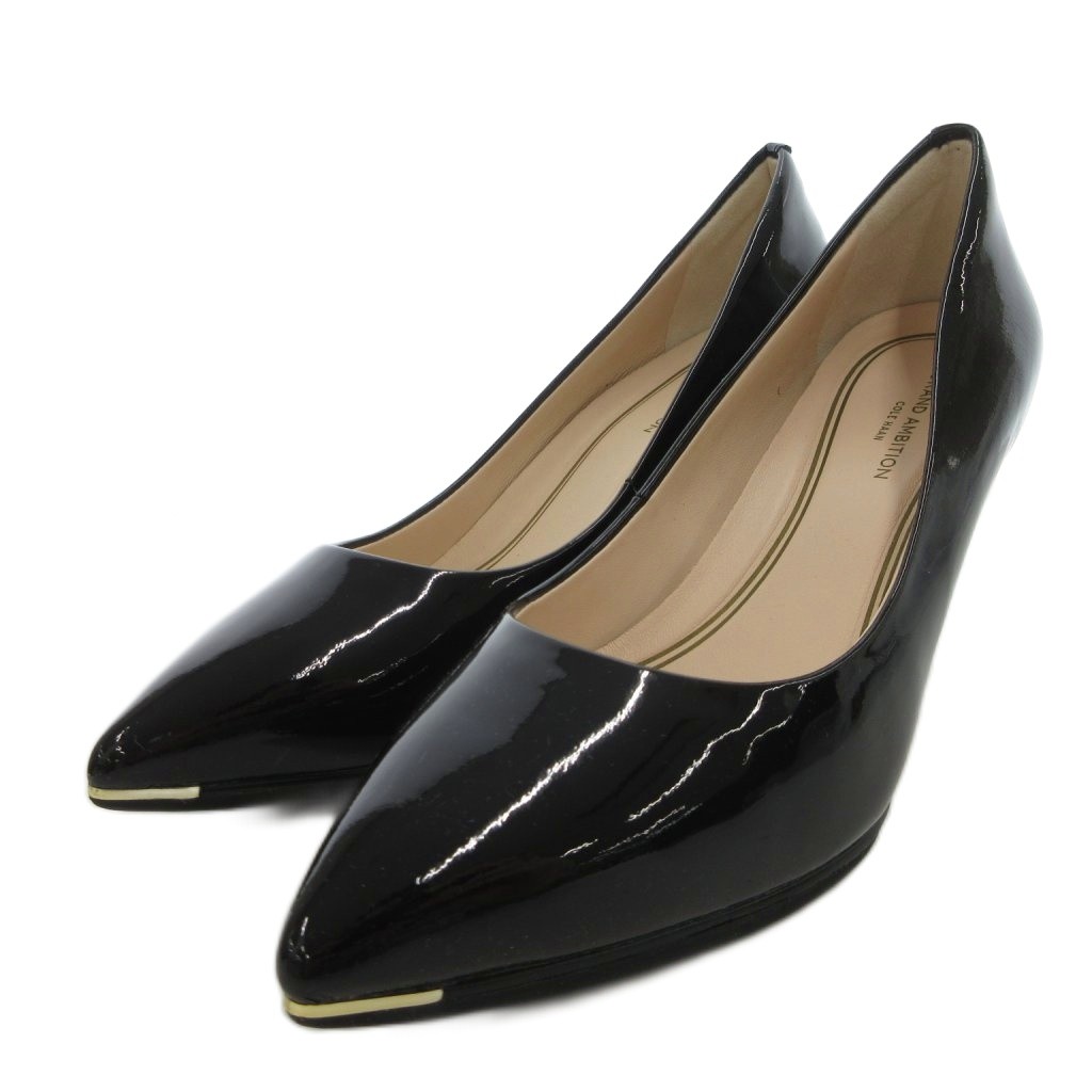 【中古】コールハーン COLE HAAN GRAND AMBITION 75mm パンプス ハイヒール ポインテッドトゥ パテント 6B 黒 ブラック /FF レディース 【ベクトル 古着】 260108